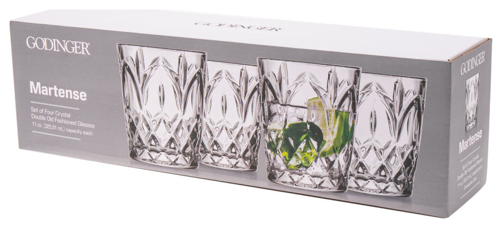 Martense Double Old Fashion Glassware Set of 4 11oz