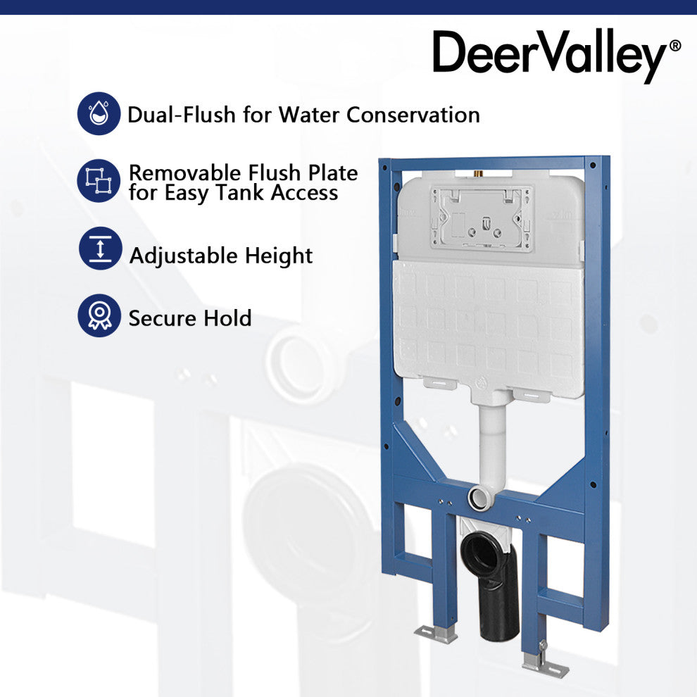 Elongated Wall Mounted Toilet With Concealed In-Wall Toilet Tank