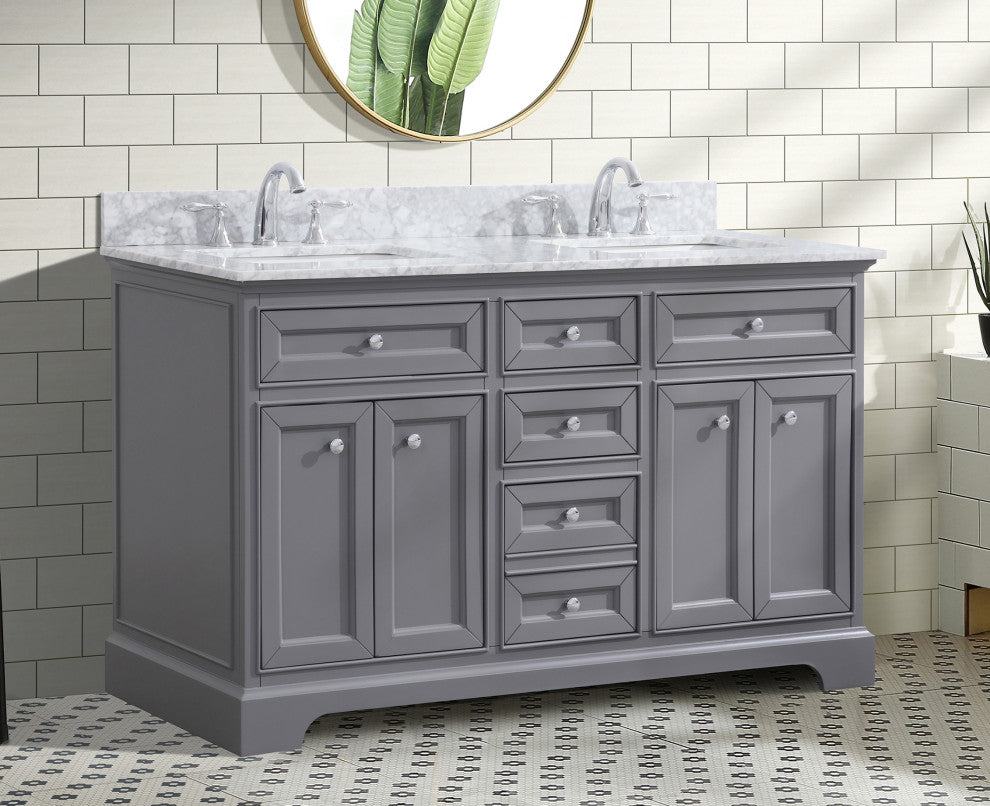 South Bay 55" Bathroom Vanity, White Gray