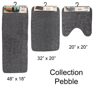 Bath Rug Memory Foam Mat 3D Pebble 32"x20", Dark Gray, Bath Mat