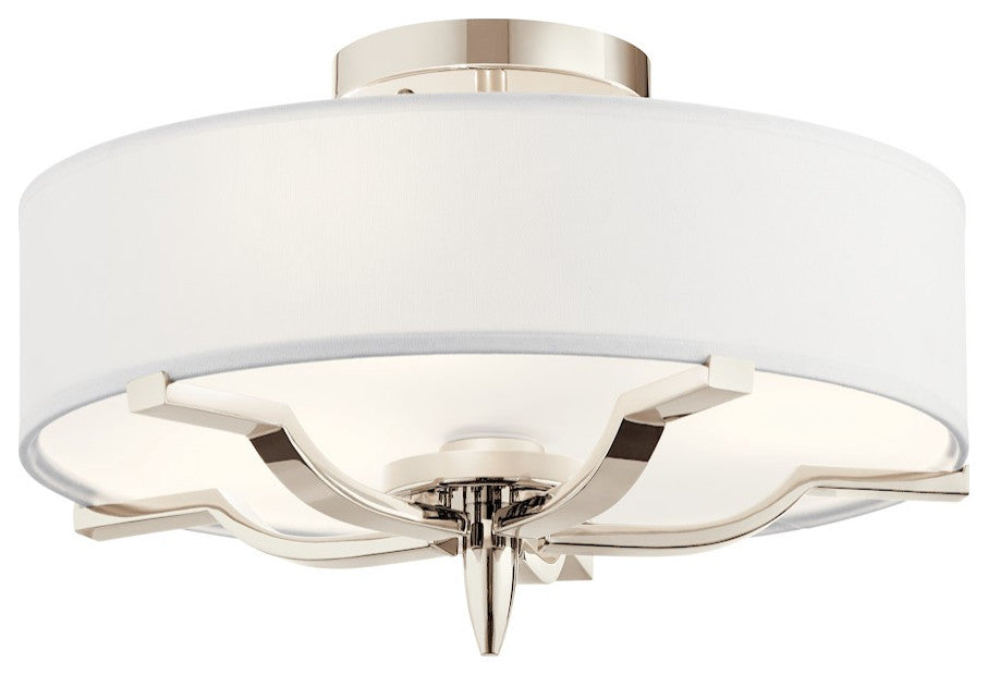 Kichler 44314PN Three Light Flush Mount, Polished Nickel Finish