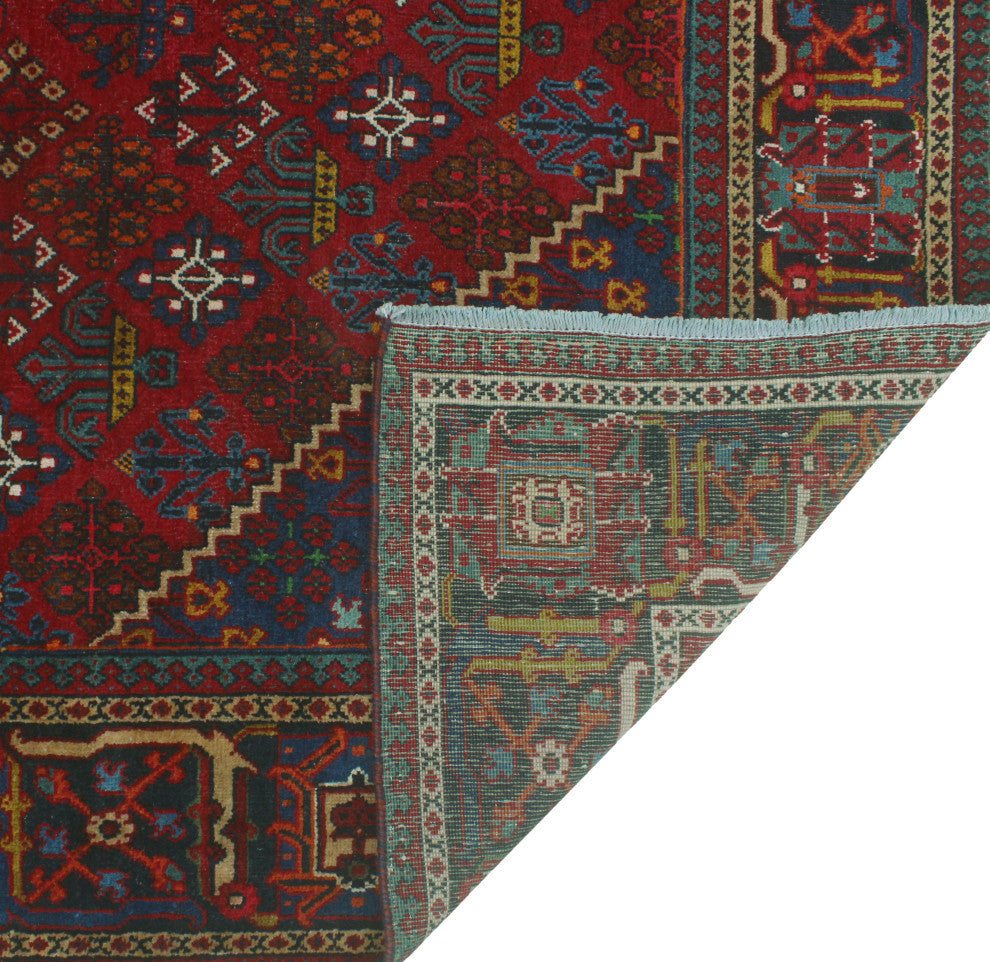 Fine Vintage Distressed Patra Red/Navy Rug, 6'10x10'3