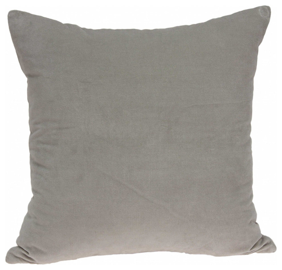 20" X 7" X 20" Transitional Gray Solid Pillow Cover With Down Insert