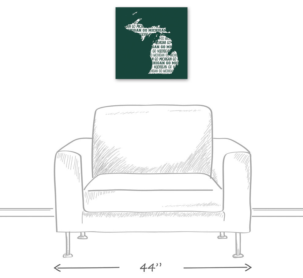 Green Michigan Go Team 16x16 Canvas Wall Art