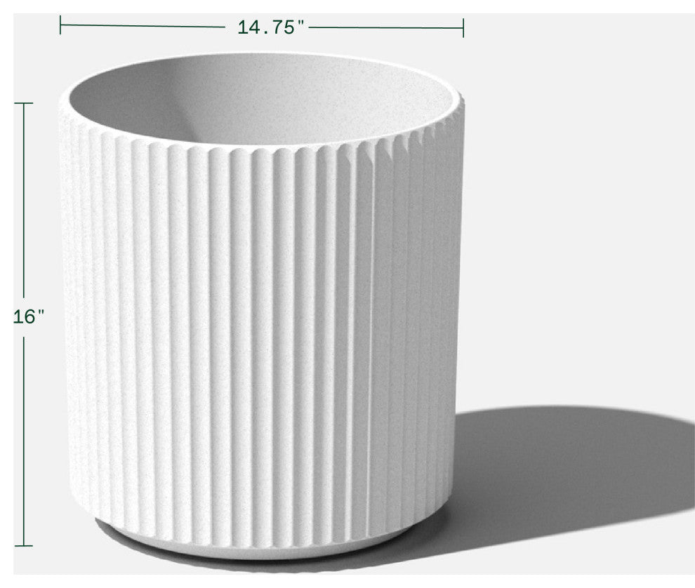 Veradek Demi Series Planter, White, 16", 1 Pack