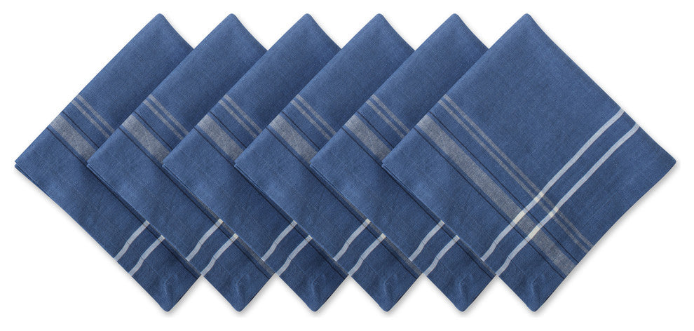 DII Blue Chambray French Stripe Napkin, Set of 6