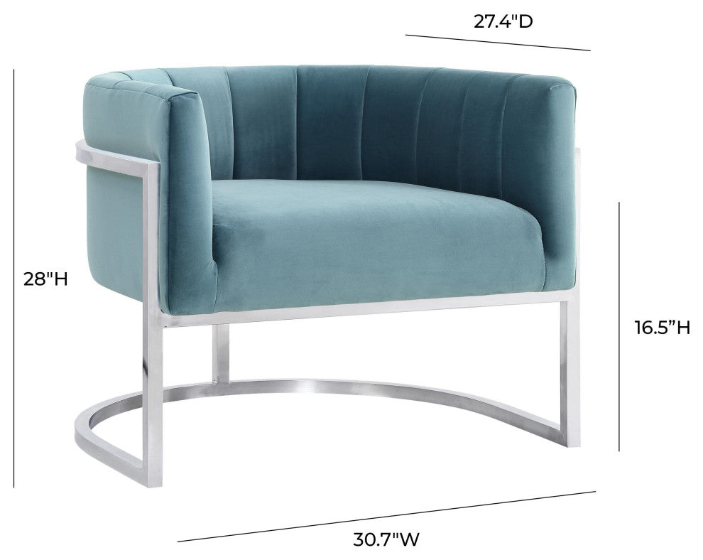 Magnolia Sea Blue Chair with Silver Base