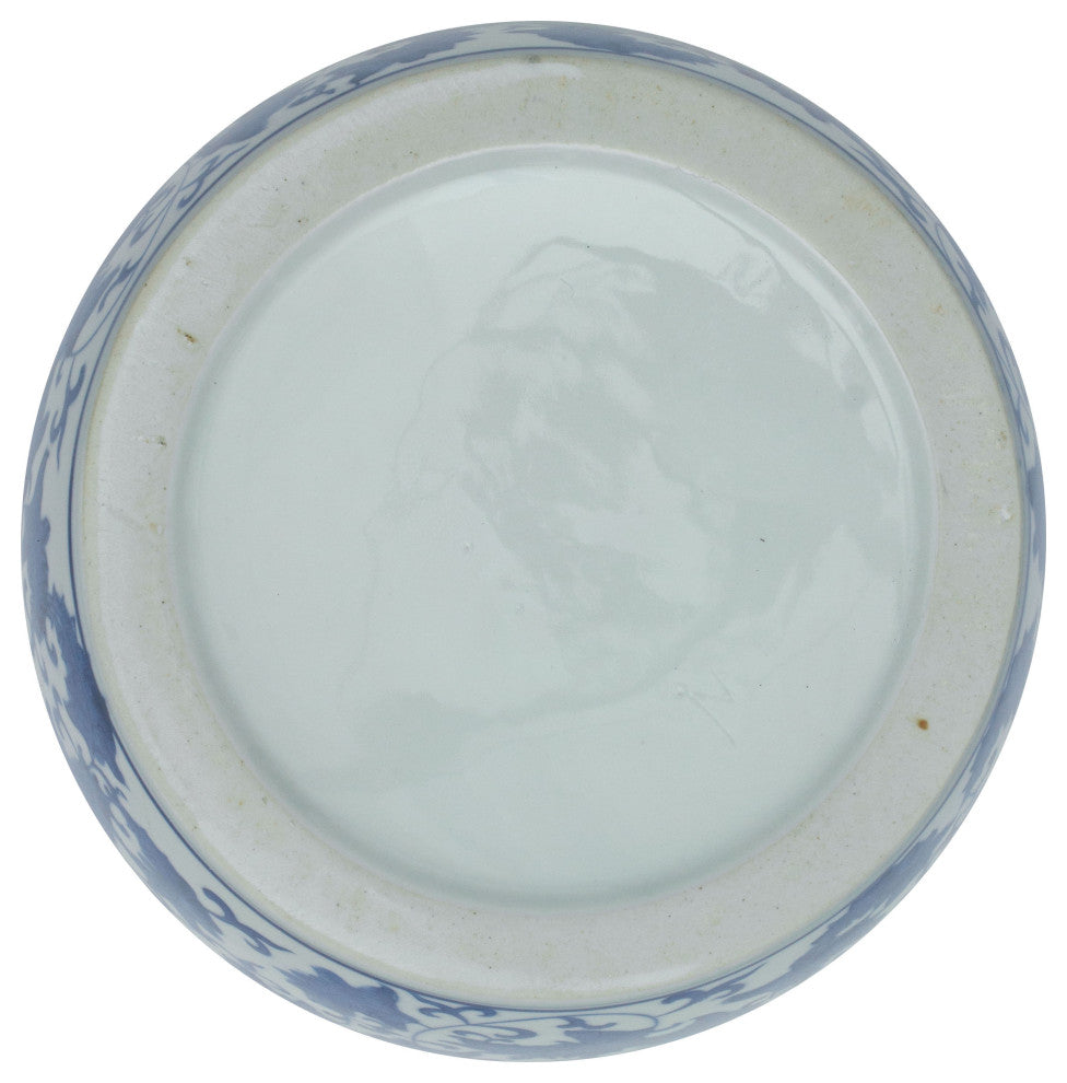 10" Floral Blue and White Porcelain Ginger Jar