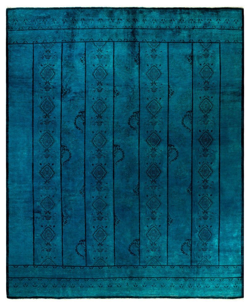 Fine Vibrance, One-of-a-Kind Hand-Knotted Area Rug Blue, 9' 2" x 11' 1"