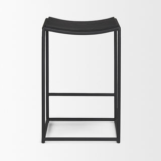 Taniel Textured Black Wood With Black Metal Counter Stool