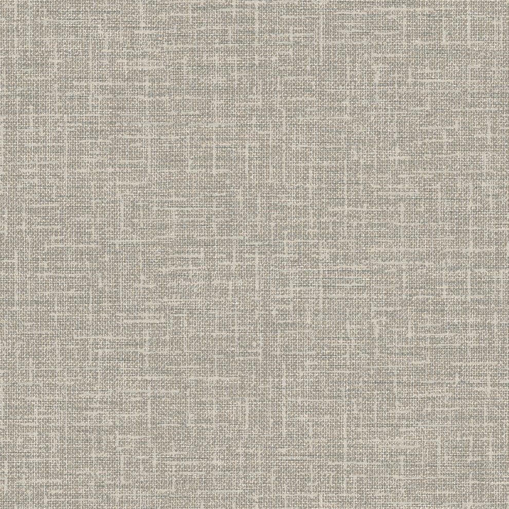 Modern Textured Wallpaper, Mat Interwoven Pattern, Metallic Gray Silver, 1 Roll