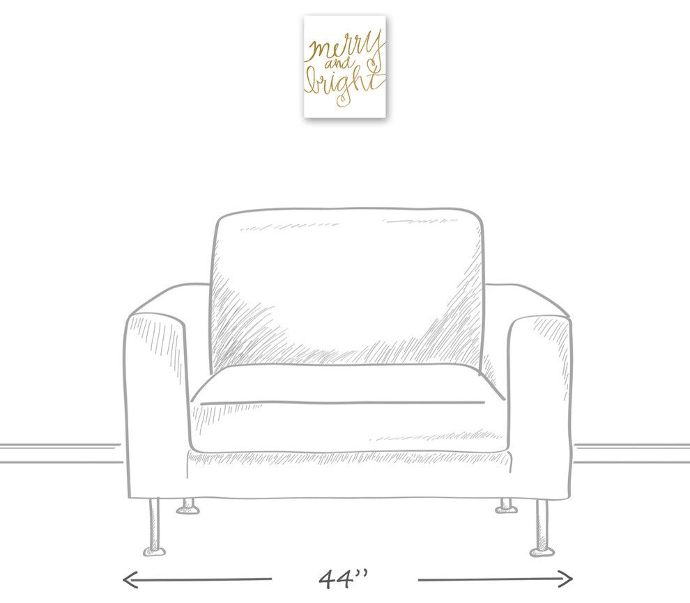 Gold Merry and Bright Canvas Wall Art, 8"x10", Unframed
