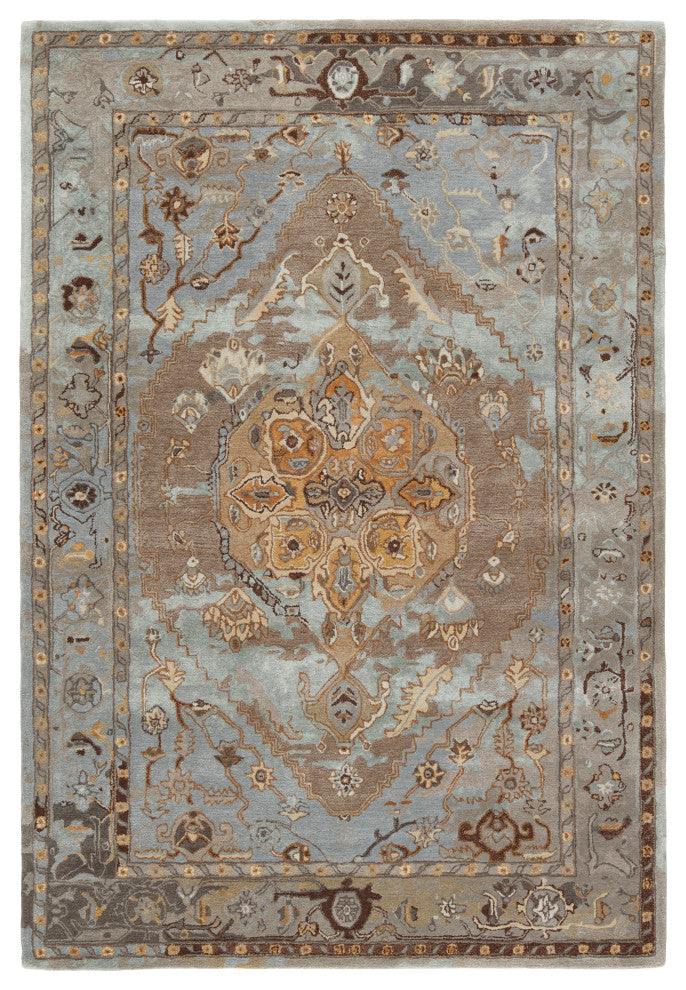 Raisa Handmade Medallion Gray/ Gold Area Rug 8'X10'