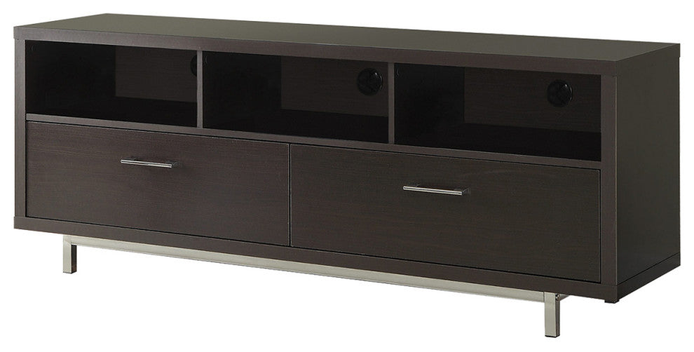 Cappuccino TV Console with 2 Drawers and Open Shelf