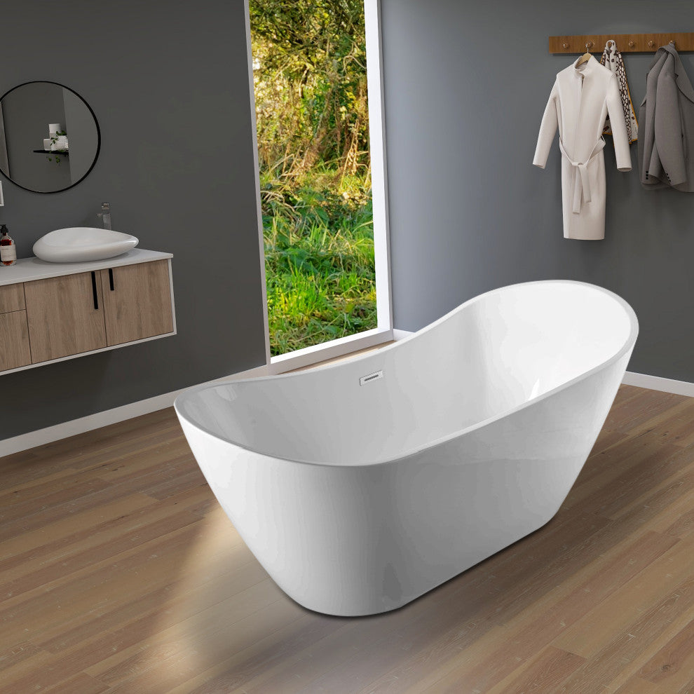 Vanity Art 71" Freestanding Acrylic Soaking Bathtub
