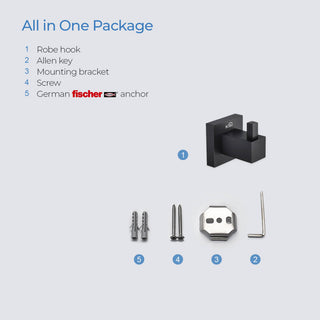 Cube Bathroom Robe Hook KBA1501, Matte Black