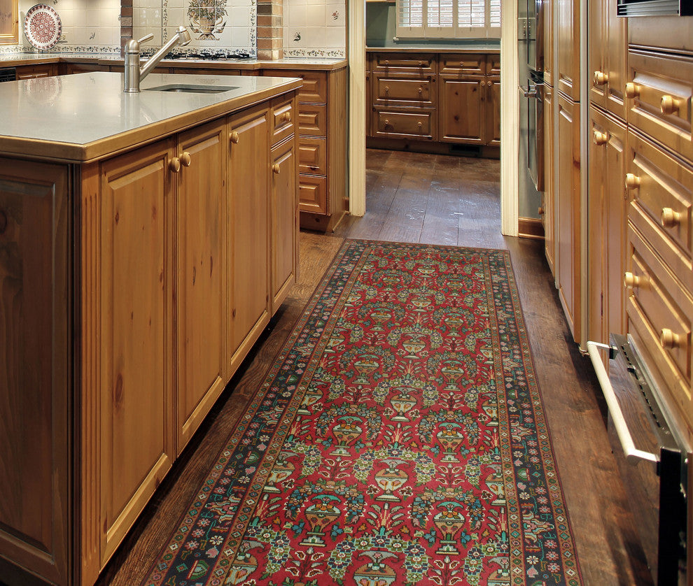Fine Vintage Distressed Muhannad Red/Navy Runner, 3'4x9'7