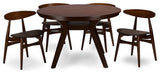 Flamingo Mid-Century Dark Walnut Wood 5-Piece Dining Set