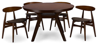 Flamingo Mid-Century Dark Walnut Wood 5-Piece Dining Set