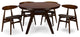 Flamingo Mid-Century Dark Walnut Wood 5-Piece Dining Set