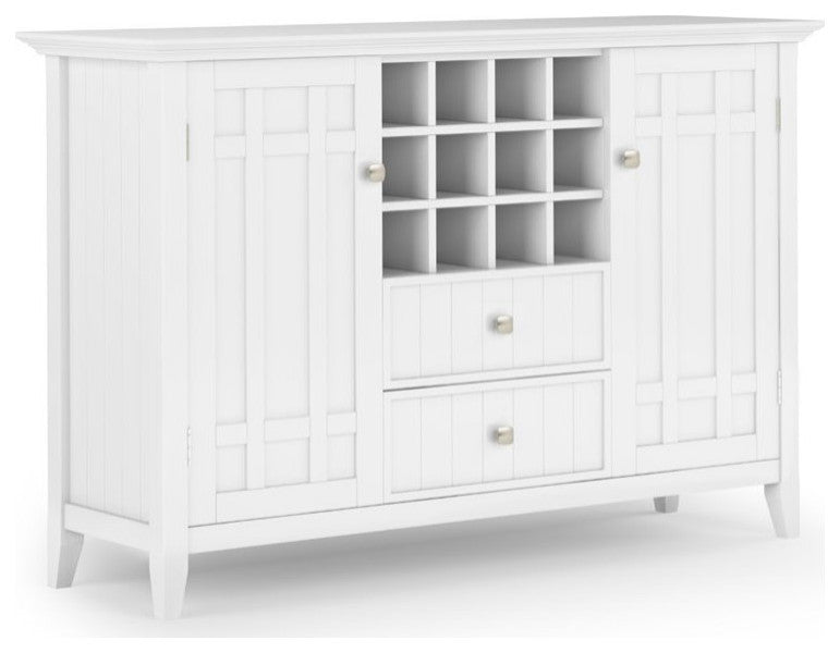 Bedford Solid Wood Sideboard Buffet And Winerack, White