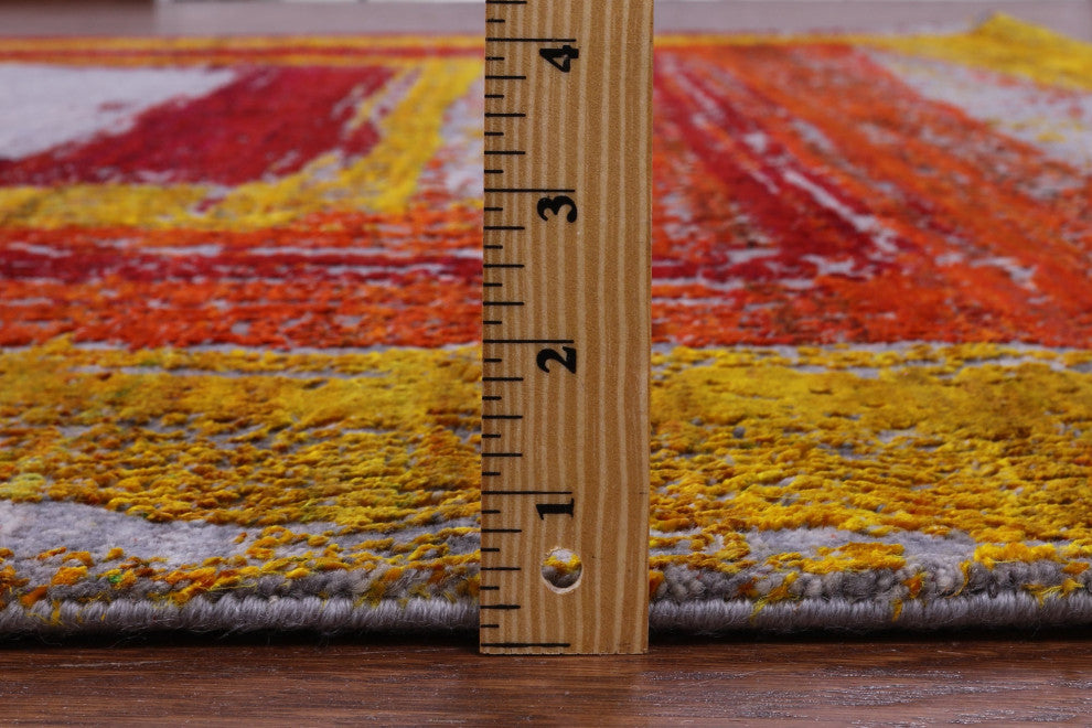 8' 1" X 10' 0" Contemporary Hand Knotted Wool & Silk Rug - Q13083
