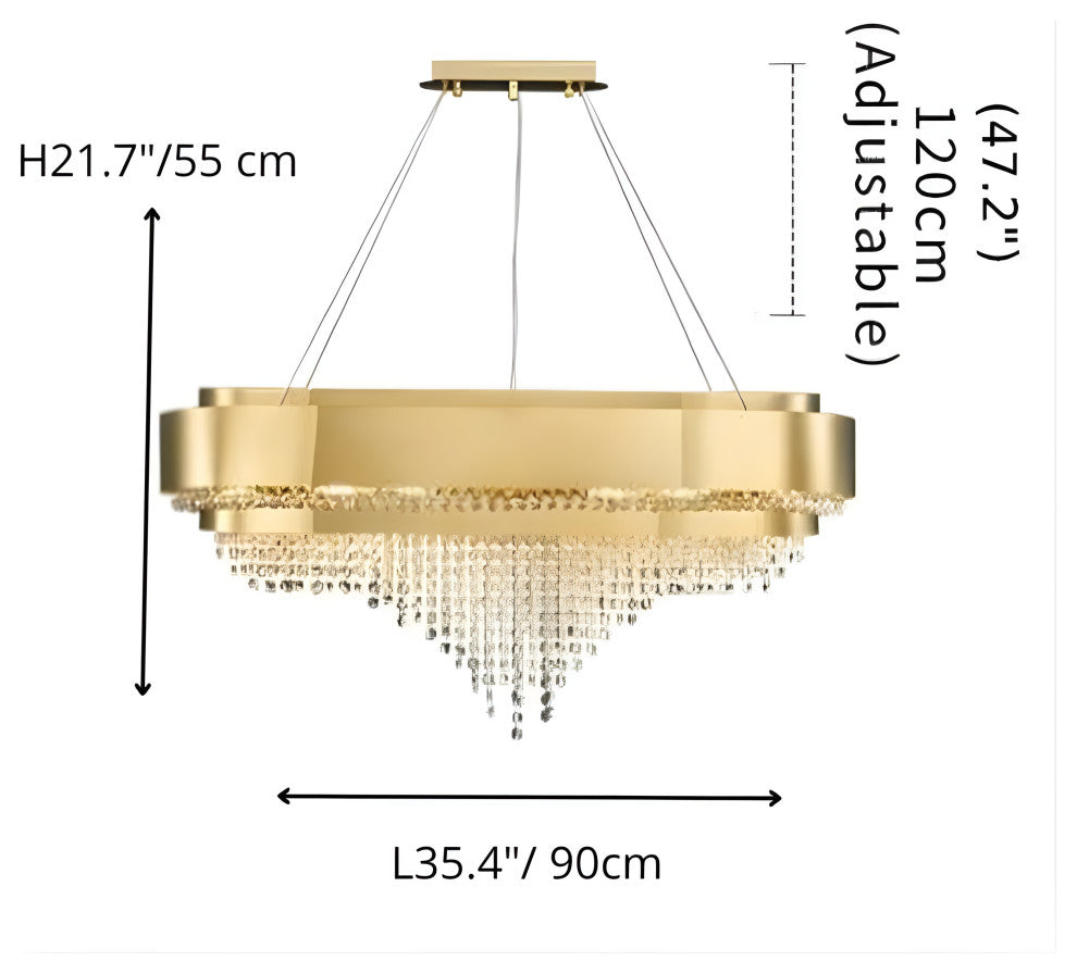 Gold hanging crystal ceiling chandelier for living room, dining room, bedroom