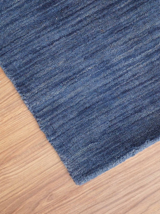 HAND KNOTTED LOOM WOOL ECO-FRIENDLY AREA RUGS - Blue, Solid Plain Design, [Rectangle] 8'x10'