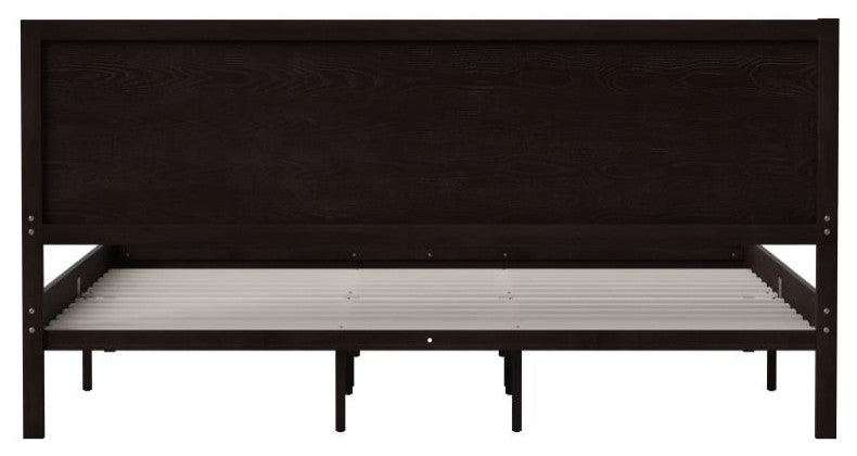 Asher Solid Wood Platform Bed with Wooden Slats and Headboard, Dark Brown, King