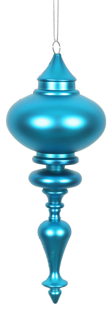 Vickerman N175012D 8" Turquoise Matte Finial Ornament, Pack of 3
