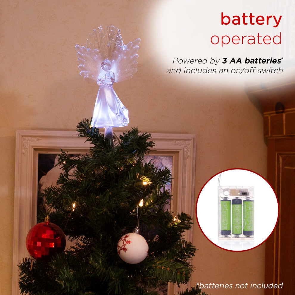 Angel Tree Topper with Fiber Optic Wings and LED Lights