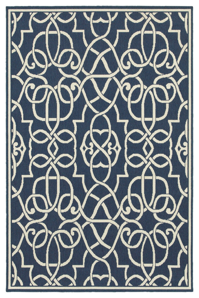 Oriental Weavers Meridian Navy/Ivory Geometric Indoor/Outdoor Rug 8'6"X13'