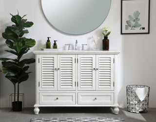 Home Living Single Bathroom Vanity, Antique White, 48"