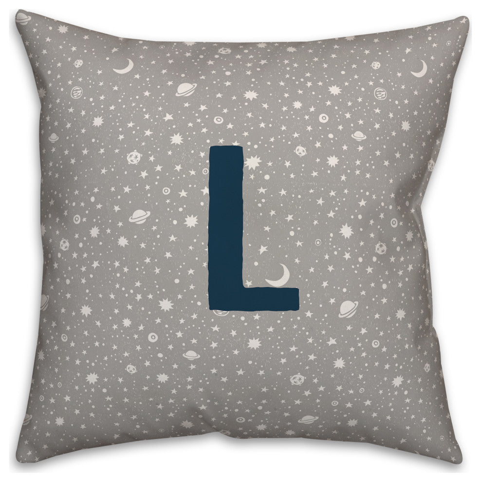 Monogram L Space Doodle 16x16 Spun Poly Pillow