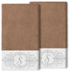 Linum Home Turkish Cotton Monica 2-Piece Embellished Bath Towel Set, Latte