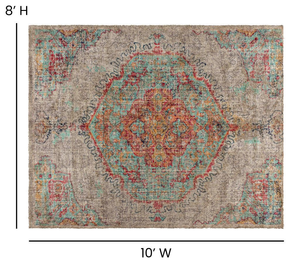 Distressed Medallion Area Rug, 8' X 10'