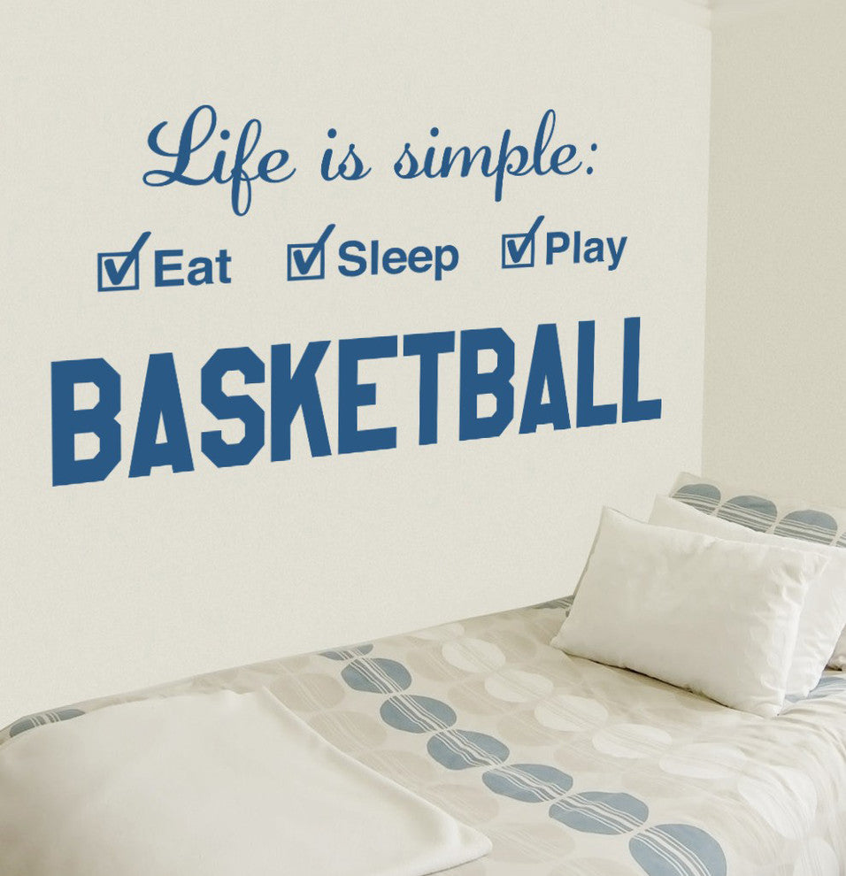 Basketball Life Wall Decal is Simple Play Wall Decal, 16", White