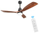 52" Solid Wood Ceiling Fan andRemote Control Reversible Blades, Matte Blck