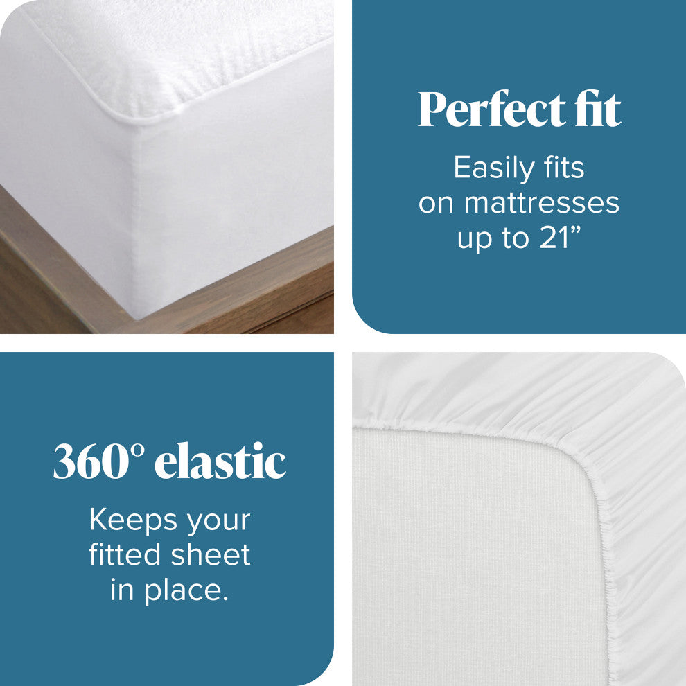 Bare Home Terry Cotton Mattress Protector, Queen
