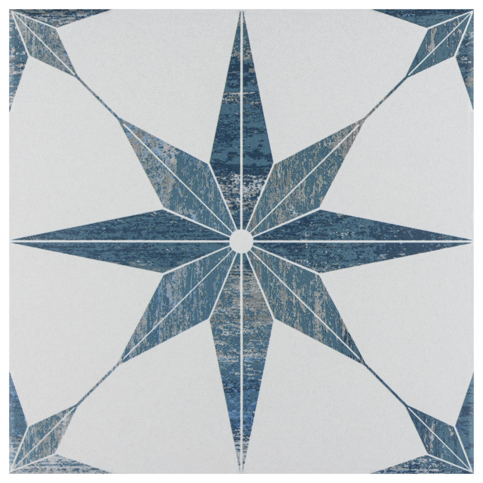 Cassis Stella Porcelain Floor and Wall Tile, Blue