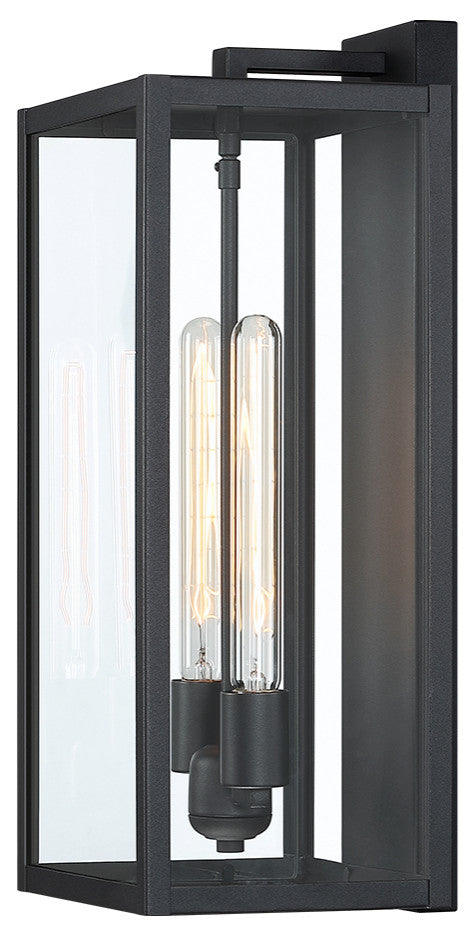 2-Light 20.5"H Modern Black Outdoor Lantern Wall Sconce