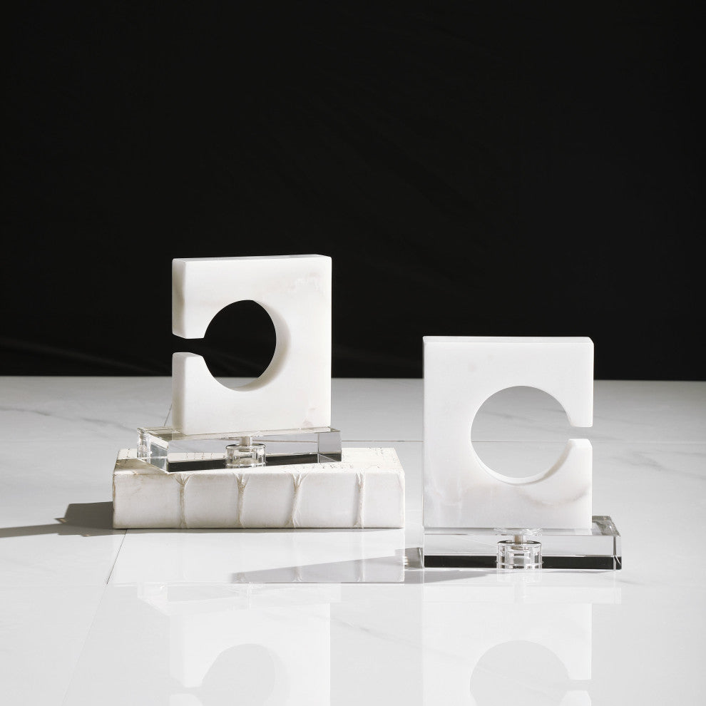 Uttermost Clarin White and Gray Bookends, Set of 2