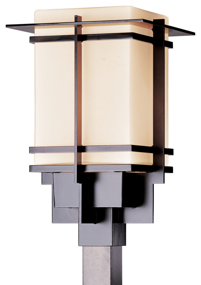 Tourou Large Outdoor Post Light, Coastal Black Finish, Opal Glass