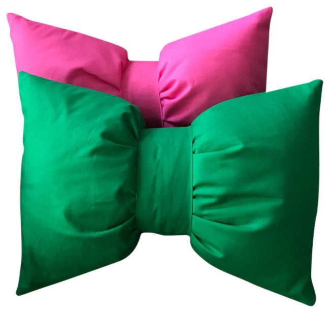 Kelly Green Bow Throw Pillow