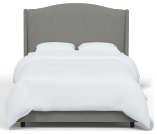 Camelback Wingback Bed, Linen Gray, Queen