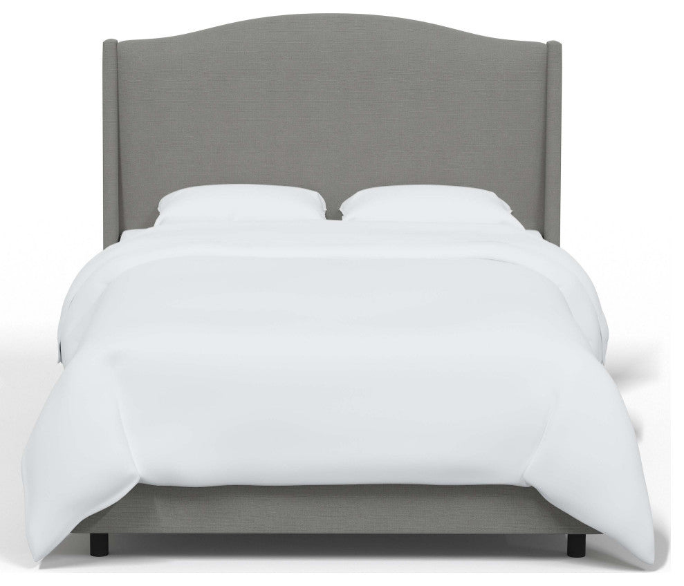 Camelback Wingback Bed, Linen Gray, Queen