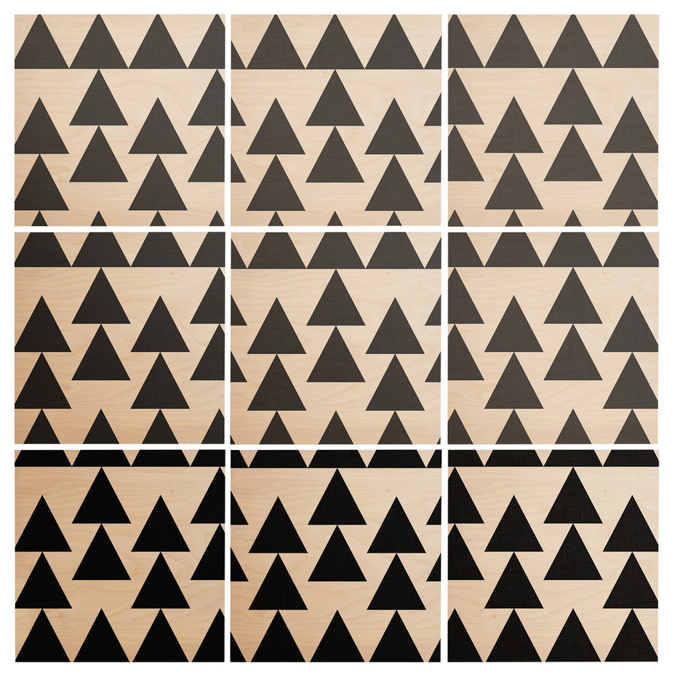 Deny Designs Holli Zollinger Triangles Black Wood Wall Mural, 3'x3'
