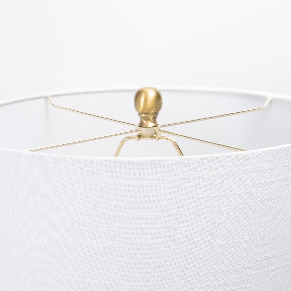 Nuloom 28" Tegular Ceramic Flask Linen Shade Blue 3-Way Switch Table Lamp