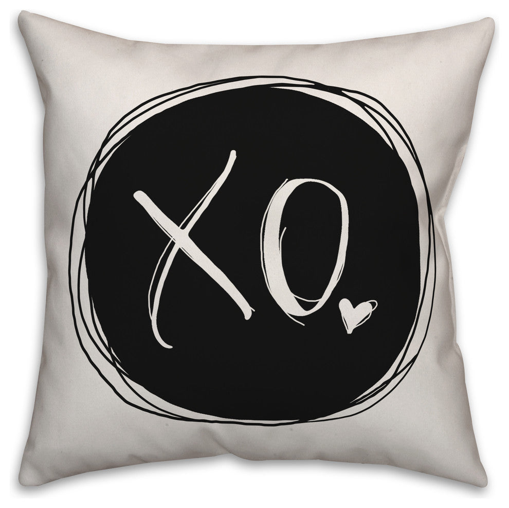 XO Black and White 18x18 Throw Pillow