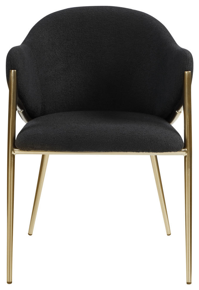 Nial Boucle Fabric Upholsetered Black Dining Chair, Set of 2, Black